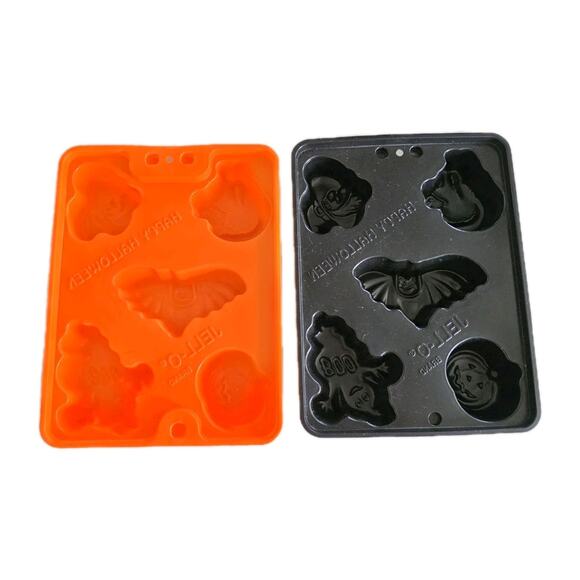 Vintage Jello-O Jiggler Mold Happy Halloween Shapes 2Pack Cat Bat Ghost Pumpkins - Picture 1 of 6